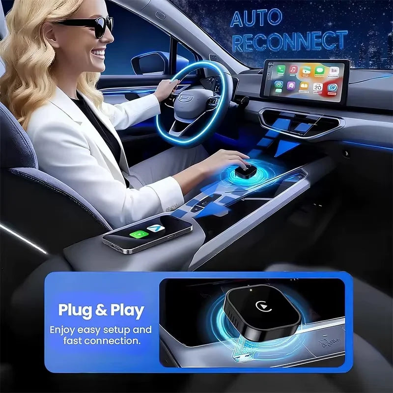 Vyvylabs Wireless Carplay Adapter Suitable for Iphone Devices Wired Carplay To Wireless Plug-And-Play Compatible With USB/USB-C Interfaces