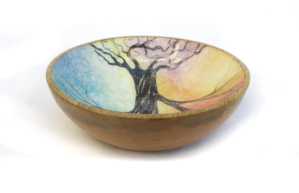 Floral Mango Wood Bowl