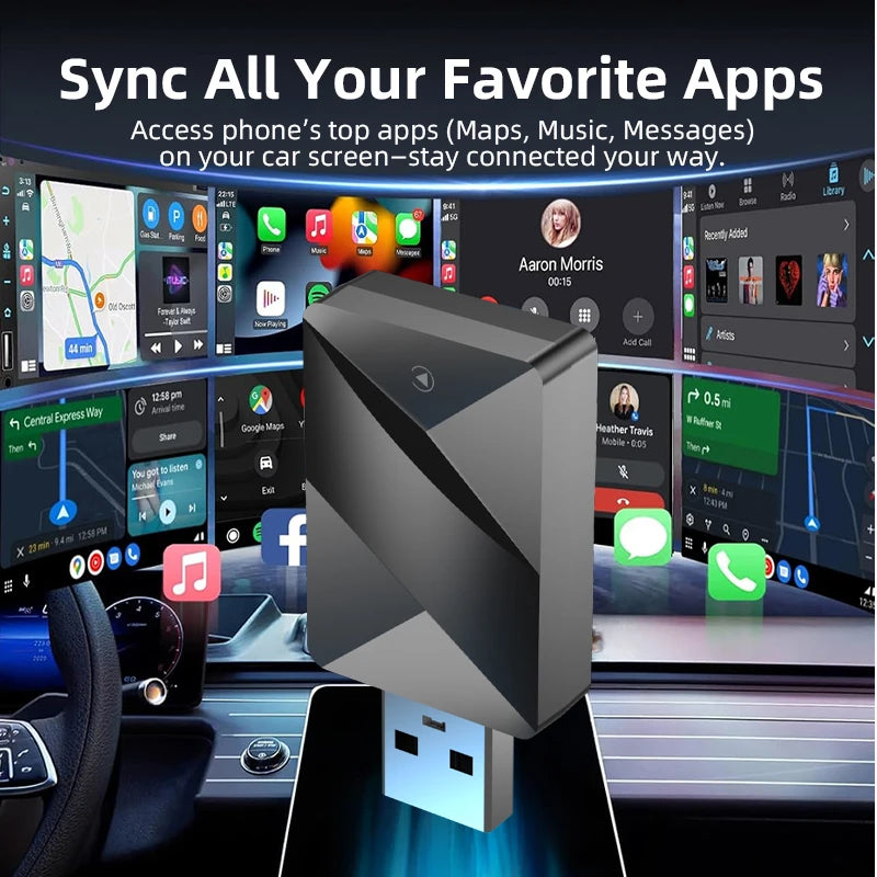 Vyvylabs Wireless Carplay Adapter Suitable for Iphone Devices Wired Carplay To Wireless Plug-And-Play Compatible With USB/USB-C Interfaces