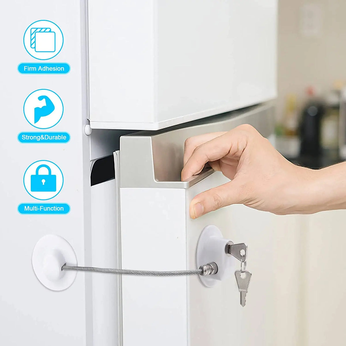 Child Safety Lock Cabinet Refrigerator Door Lock Stainless Steel Cable Protection Children Baby Home Window Lock Strong Fixation