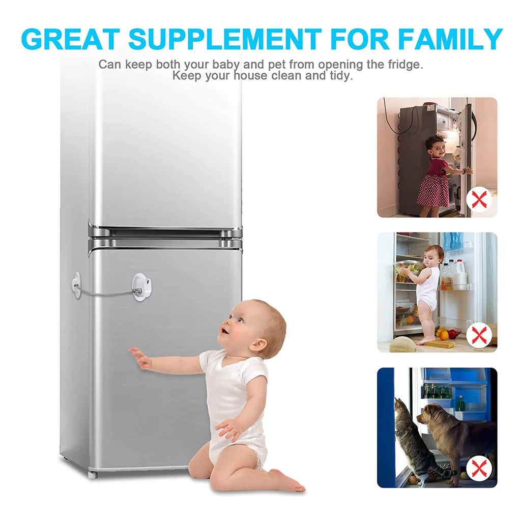 Child Safety Lock Cabinet Refrigerator Door Lock Stainless Steel Cable Protection Children Baby Home Window Lock Strong Fixation