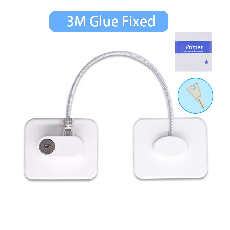 Child Safety Lock Cabinet Refrigerator Door Lock Stainless Steel Cable Protection Children Baby Home Window Lock Strong Fixation