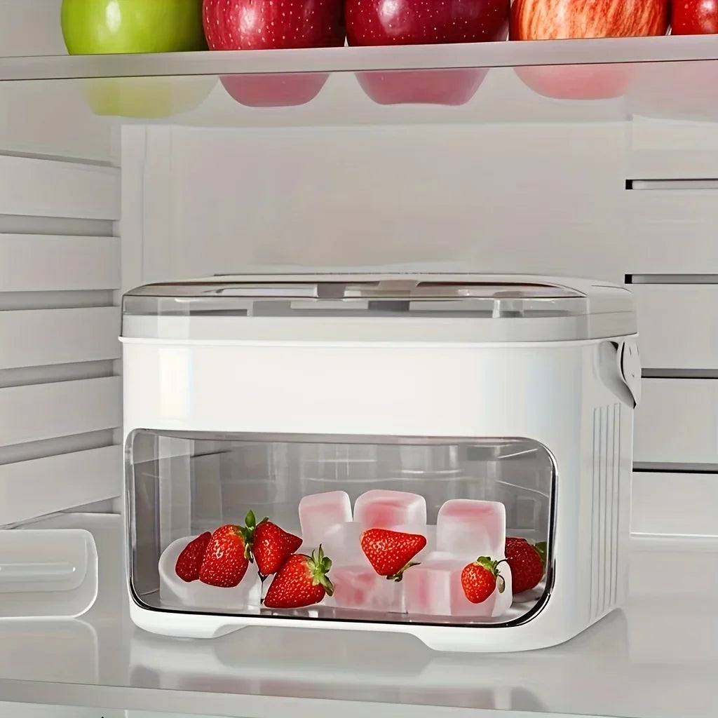 Cube Ice Maker with Easy Press Cap Large Capacity Double-layer Household Ice Storage Ice Box Food-grade Reusable
