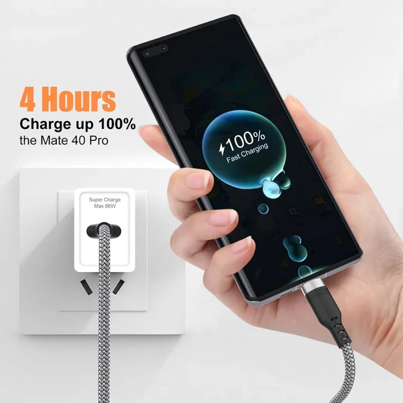 6A USB A to Type C Charging Extended Cable Fast Charger Nylon Data Cable 1/2/3/5m For Smart electronic Type C Charging Device