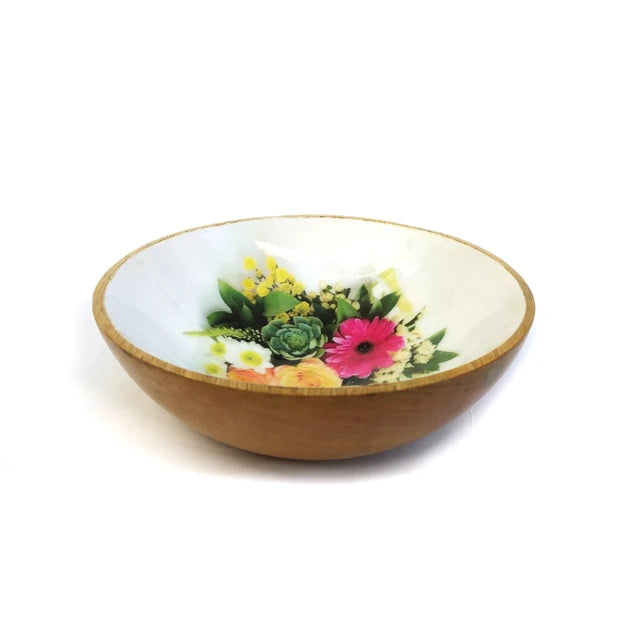 Floral Mango Wood Bowl